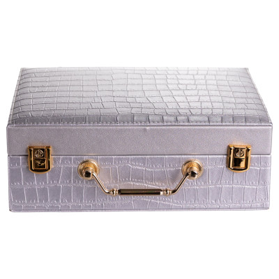 Скринька для зберігання прикрас із екошкіри із ручкою 23.5*14*8 см, сірий