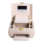 Кейс-органайзер для украшений с защелкой 24х17х18 см из экокожи, бежевый