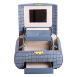 Кейс-органайзер для украшений с защелкой 24х17х18 см из экокожи, синий