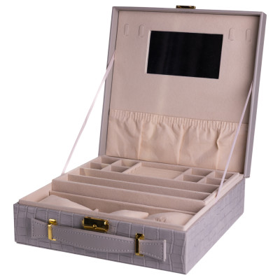 Кейс-органайзер для прикрас із защіпкою 26х26х9 см, сірий