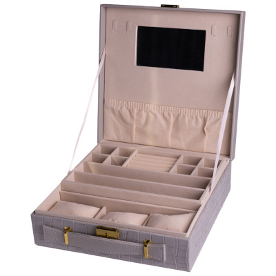Кейс-органайзер для прикрас із защіпкою 26х26х9 см, сірий