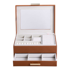 Шкатулка-органайзер для украшений 23х17х11см из экокожи, терракот