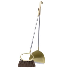 Набор для уборки щетка и совок с длинной ручкой 71 см, оливковый
