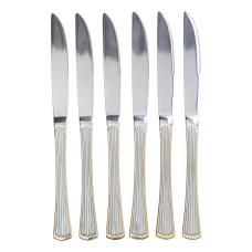 Набор столовых ножей 6 штук из нержавеющей стали, серебристый с золотым