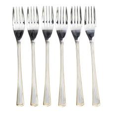 Набор десертных вилок 6 штук из нержавеющей стали 15,2 см, серебристый с золотым