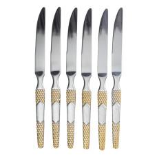 Набор столовых ножей 6 штук из нержавеющей стали, серебристый с золотом