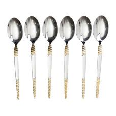 Набор столовых ложек 6 штук из нержавеющей стали 21 см, серебристый с золотом