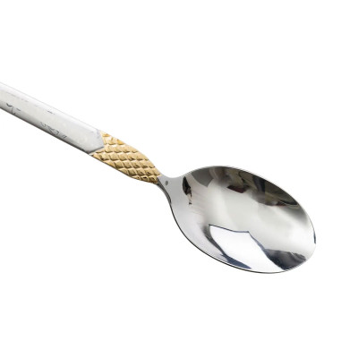 Набор столовых ложек 6 штук из нержавеющей стали 21 см, серебристый с золотом Набор столовых ложек 6 штук из нержавеющей стали 21 см, серебристый с золотом