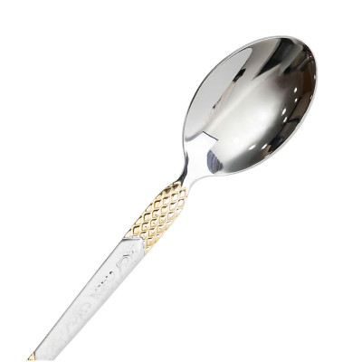 Набор чайных ложек 6 штук из нержавеющей стали 15 см, серебристый с золотом Набор чайных ложек 6 штук из нержавеющей стали 15 см, серебристый с золотом