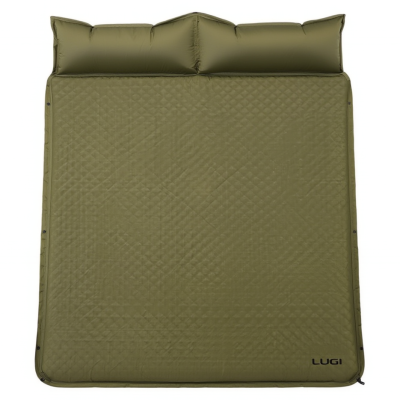 Надувний матрац автоматичний 190*130*3 см з подушкою, армійський зелений