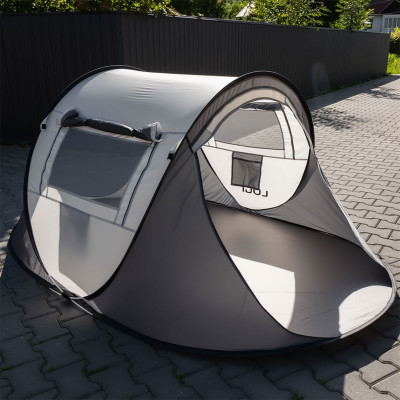 Палатка Pop-Up двухместная 245*145*100 см с автоматическим каркасом, серый Палатка Pop-Up двухместная 245*145*100 см с автоматическим каркасом, серый