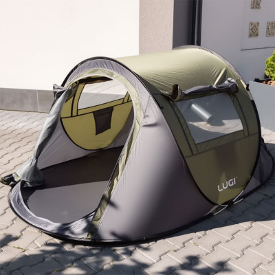Палатка Pop-Up двухместная 245*145*100 см с автоматическим каркасом, зеленый
