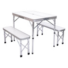 Стол складной и две скамейки для кемпинга 90*60*39.5/70 см, белый