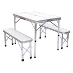 Стол складной и две скамейки для кемпинга 90*60*39.5/70 см, белый