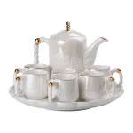 Чайный сервиз фарфоровый на 6 персон 8 предметов, белый Чайный сервиз фарфоровый на 6 персон 8 предметов, белый