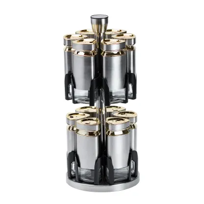 Набір баночок для спецій на підставці 12 баночок по 120 мл, хром