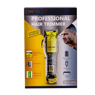 Машинка для стрижки волос Sokany SK-LF-9970 аккумуляторная с насадками, желтый Машинка для стрижки волос Sokany SK-LF-9970 аккумуляторная с насадками, желтый