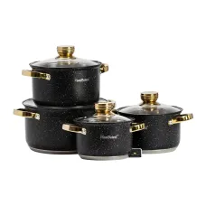 Набор кастрюль Haus Roland из нержавеющей стали 6,1/3,9/2,8/2,1 л, черный гранит