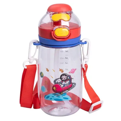  Детская бутылка для напитков 550 мл с ремешком, красный