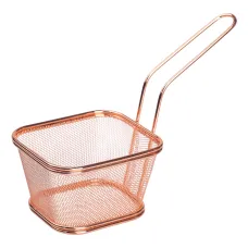 Корзинка сервировочная для фри и снеков 13х11х7 см с гальваническим покрытием, розовое золото