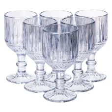 Набор стаканов для напитков 6 штук 50 мл из толстого стекла ребристые, голубой