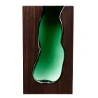 Ваза декоративная для цветов стеклянная с деревянной основой 31.5 см