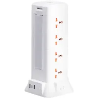 Мережевий фільтр-подовжувач TOWER 12 розеток LED-лампа 3USB + 1PD 2,8 метра