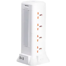 Сетевой фильтр-удлинитель TOWER 12 розеток LED-лампа 3USB + 1PD 2,8 метра