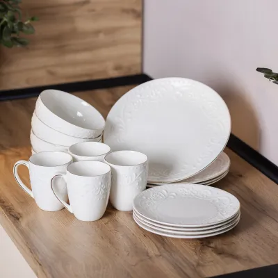 Столовий сервіз на 4 персони порцеляновий Grace, білий Столовий сервіз на 4 персони порцеляновий Grace, білий