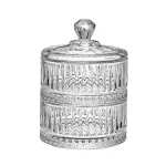 Цукерниця дворівнева з кришкою скляна ребриста, прозорий