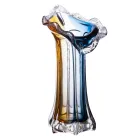 Ваза ручной работы Crystal Coast стеклянная 29 см, желто-синий