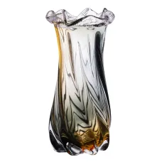 Ваза ручной работы Lilly стеклянная 26 см, желто-серый