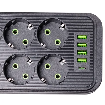 Сетевой фильтр-удлинитель SMART 6 розеток 5 USB 5 метров, черный