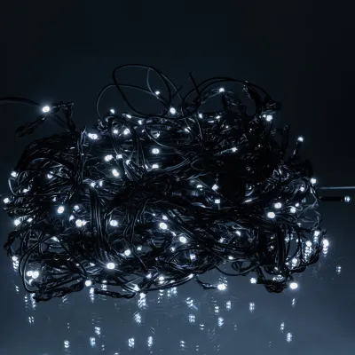 Гірлянда Бахрома вулична 335 LED 20 м від мережі чорна нитка, білий