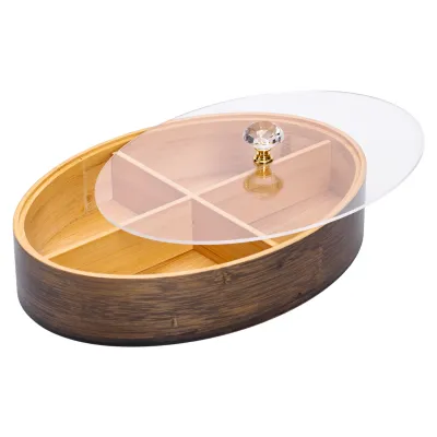 Менажниця бамбукова овальна з кришкою 29*20.5*5.5 см