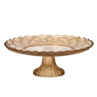 Фруктовница на ножке из толстого стекла 29 см, коричневый