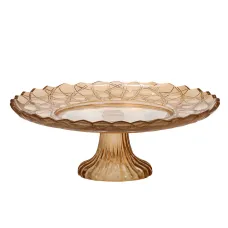 Фруктовница на ножке из толстого стекла 29 см, коричневый