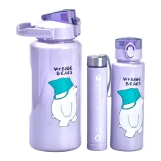 Набор бутылок для воды Мишка 300/700/2000 мл, фиолетовый