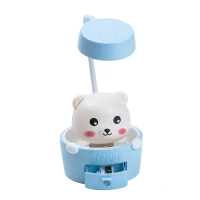 Детская настольная лампа Cute Pets с точилкой для карандашей, голубой Детская настольная лампа Cute Pets с точилкой для карандашей, голубой
