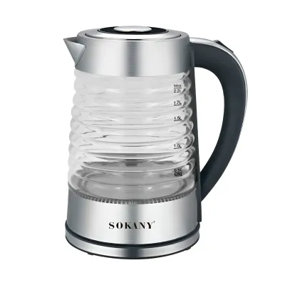 Электрочайник стеклянный Sokany SK-1027 бесшумный 2,2 л с подсветкой