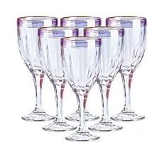 Набор бокалов для вина с золотой каймой 6 штук по 250 мл, синий