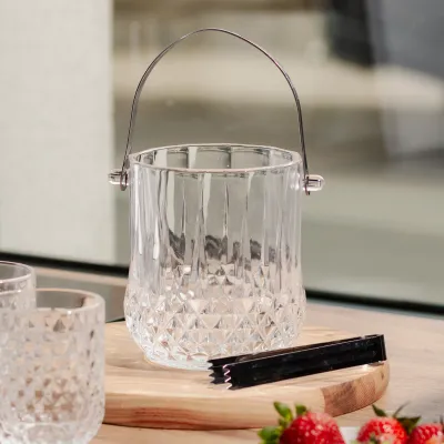 Ведерко для льда Small ice 1.1 л стеклянное со щипцами