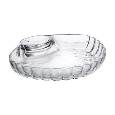 Блюдо для закусок фигурное с соусником 21*19*3 см, прозрачный Блюдо для закусок фигурное с соусником 21*19*3 см, прозрачный
