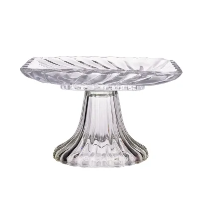 Тортовница стеклянная на ножке 16*16*9 см квадратная