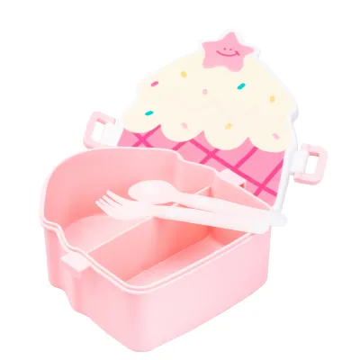 Ланч-бокс детский со столовыми приборами Cake 20*18*8 см, розовый Ланч-бокс детский со столовыми приборами Cake 20*18*8 см, розовый