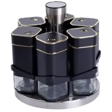 Набор для специй 6 штуки по 120 мл на подставке, черный