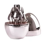 Набор столовых приборов из нержавеющей стали 24 штуки, серебро