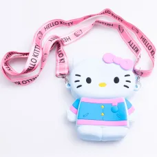 Детская сумочка Hello Kitty силиконовая на молнии 13*10*3 см, голубой