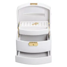 Кейс-шкатулка для украшений с замком 15,5х11,5х11,5 см из экокожи, белый