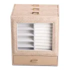 Шкатулка-комод для украшений 23х20х15 см из экокожи, бежевый